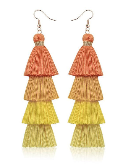 Pinecone Colorful Tasseled Bohemia Earrings