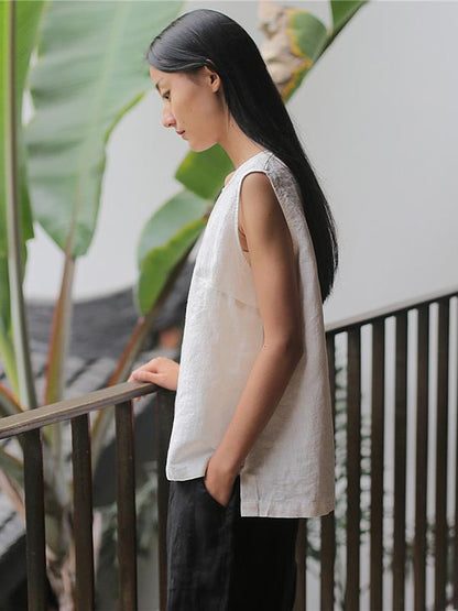 Casual Linen Sleeveless T-shirt