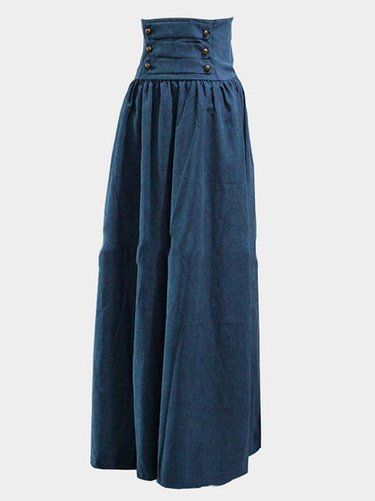 Plain High Waist Pleated Retro Skirt