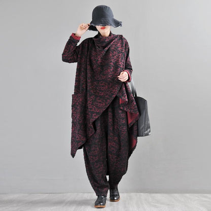 Buykud Irregular Design Retro Jacquard Trench Coat