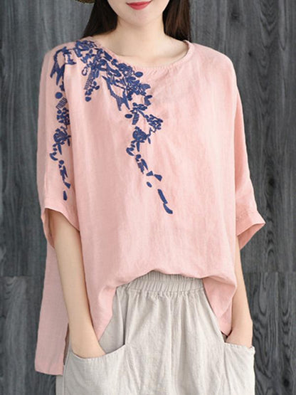 Loose Embroidered Cotton T-shirt