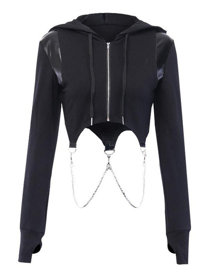 Vintage Solid Zipper Hoodies&Sweatshirt Tops