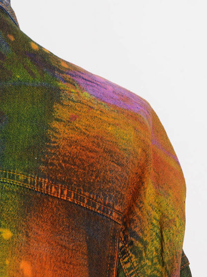 Fashion Denim Tie-Dyed Long Sleeves Buttoned Outerwear