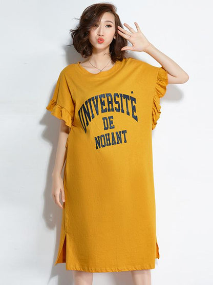 Falbala Letter Short Sleeves Dress
