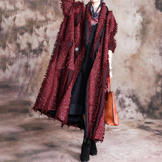 Buykud Burr Stripe Casual Retro Loose Trench Coat