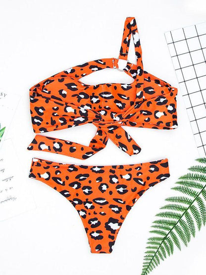 Single Shoulder Bandeau Bikinis Swimwear
