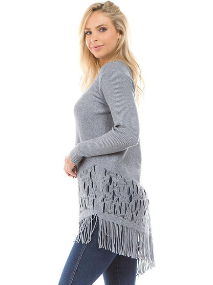 Tasseled Long Sleeves Knitting Sweater Tops