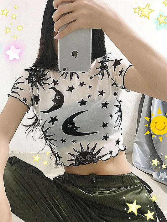 Graphic Crop Short Sleeve Tees