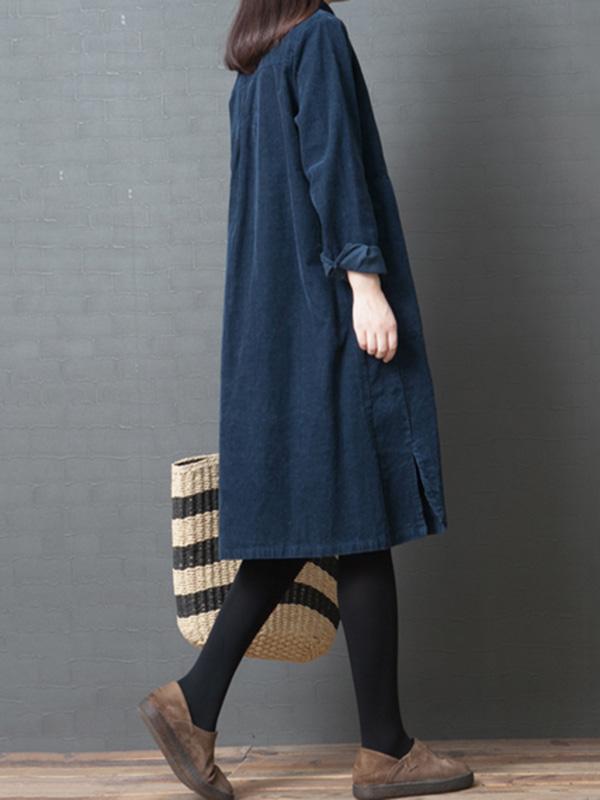 Fashion Plus Size Loose Long Sleeves Shirt Dress