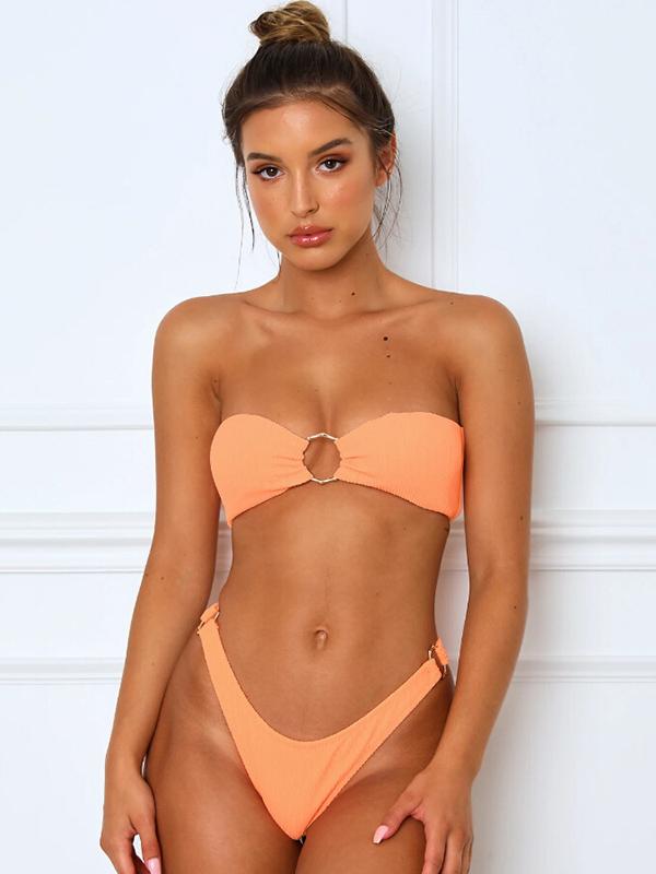 Strapless Metal Ring Bikini Swimsuit