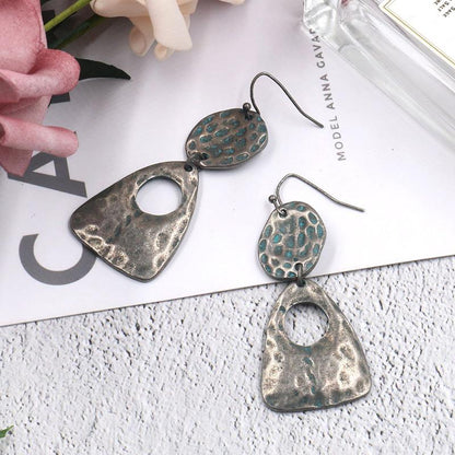 2 Style Fashion retro geometric long vintage alloy earrings