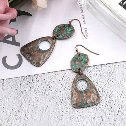 2 Style Fashion retro geometric long vintage alloy earrings