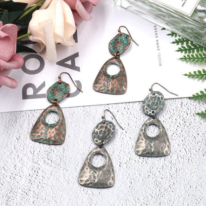 2 Style Fashion retro geometric long vintage alloy earrings