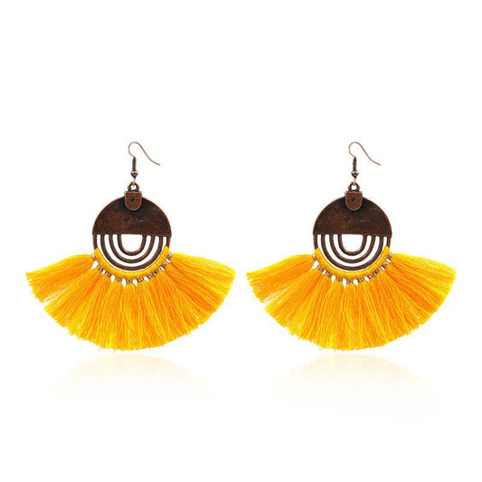 Fan earrings female creative tassel pendant earrings bohemian