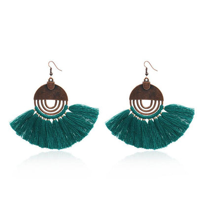Fan earrings female creative tassel pendant earrings bohemian