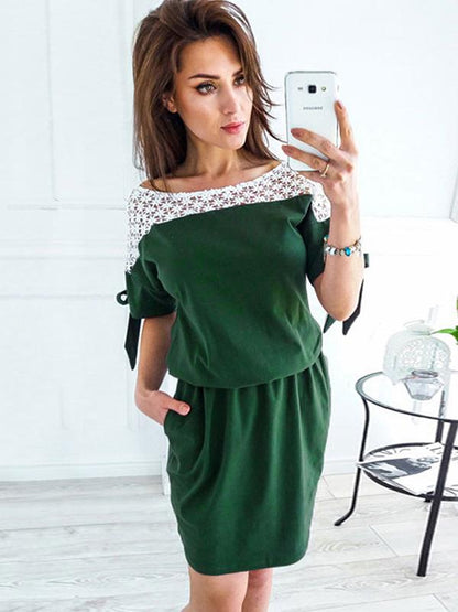 Lace Bodycon Waisted Bowknot Midi Dress