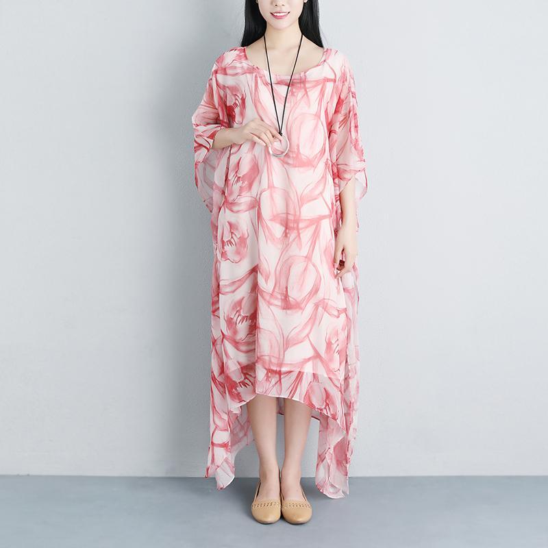 Casual Fake Two-piece Summer Half Sleeve Silky Cotton Dress