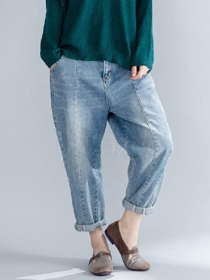 Casual Solid Denim Pants