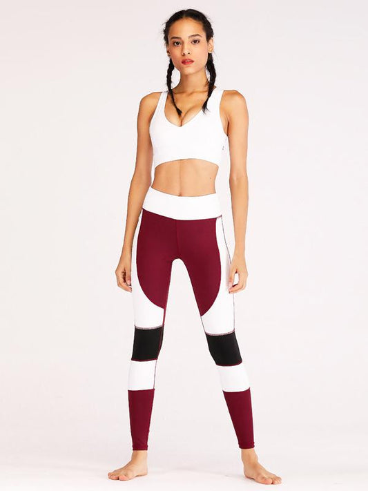 Patchwork Wide Waistband Yoga Leggings