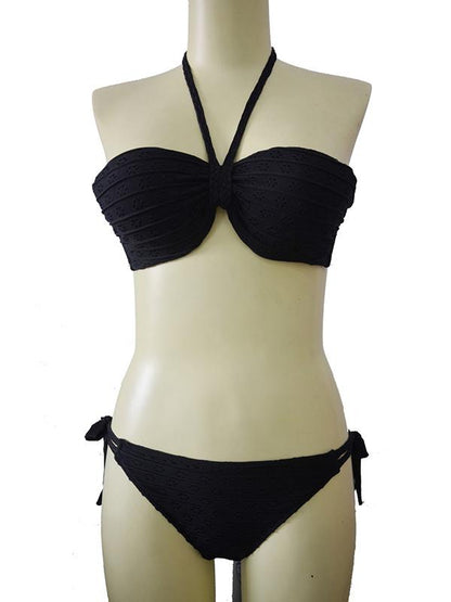 Lace-up Underwired Halterneck Bikini Swimsuit