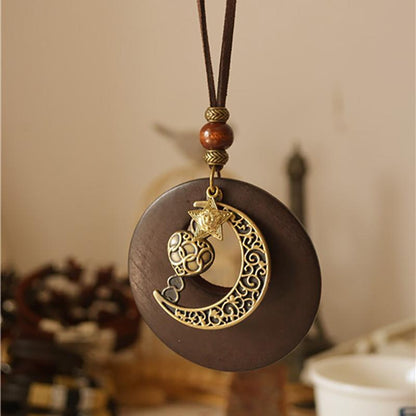 Ethnic Style Vintage Sweater Chain Moon Star Necklace