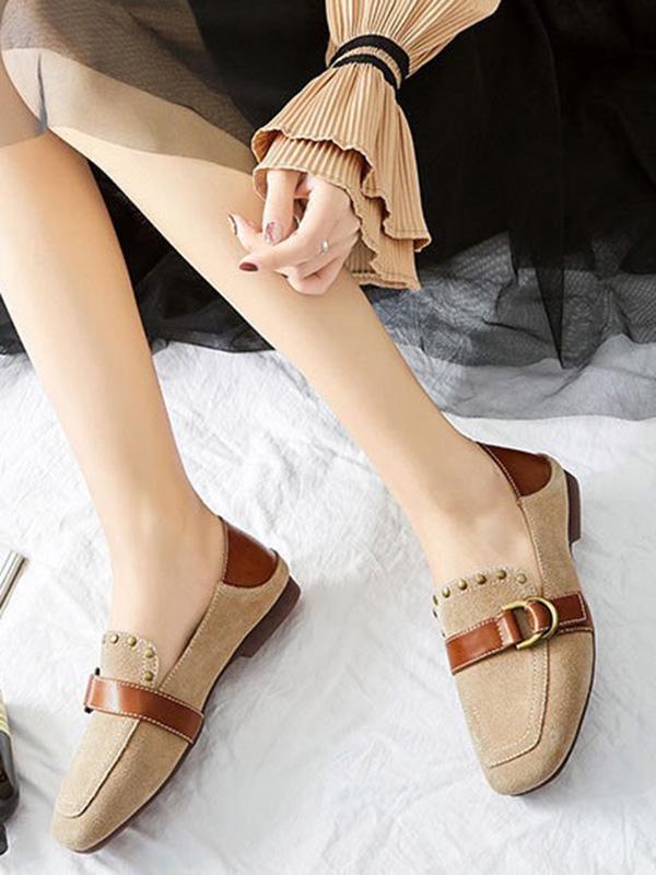 Comfortable Split-joint Leather  Flat Shoes