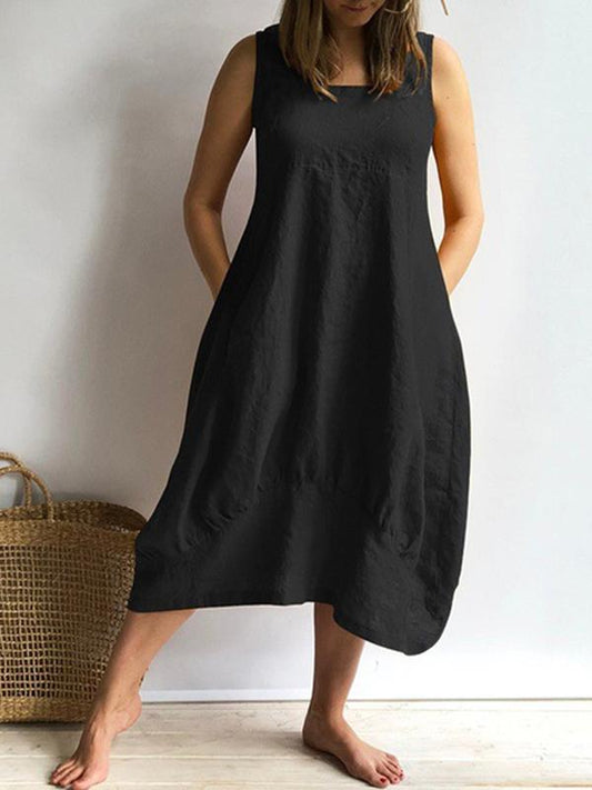 Simple Sleeveless Solid Maxi Dresses