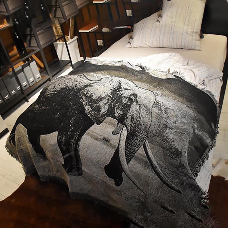 Cartoon Print Tassel Sofa Cover Soft Blanket