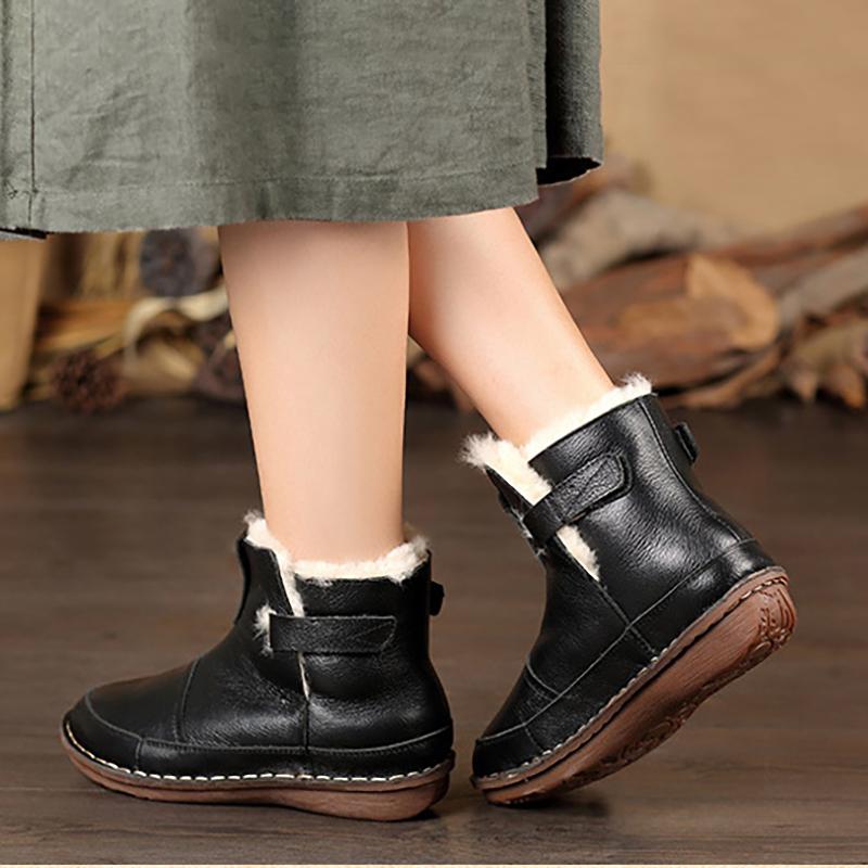 Winter Wool Flat Heel Women Soft  Boots