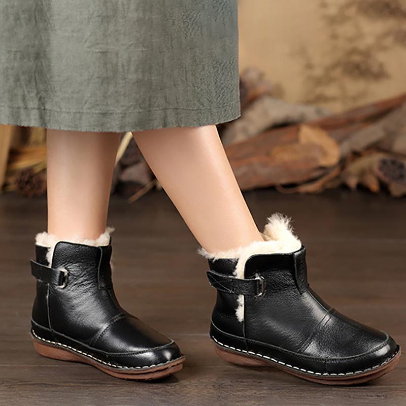 Winter Wool Flat Heel Women Soft  Boots