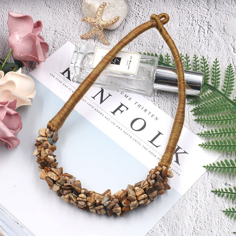 Gravel stone pendant exaggerated chain lock