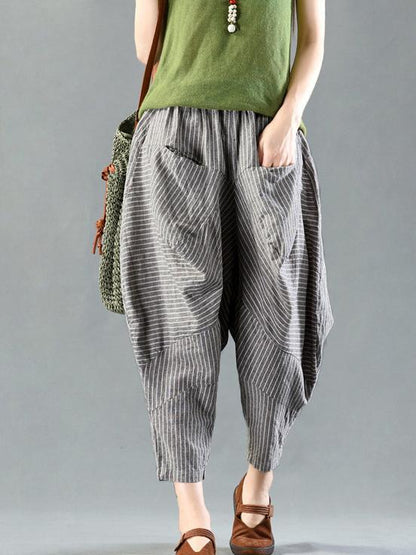 Loose Cotton Stripe Bloomers