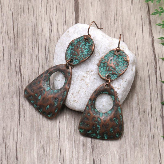 2 Style Fashion retro geometric long vintage alloy earrings