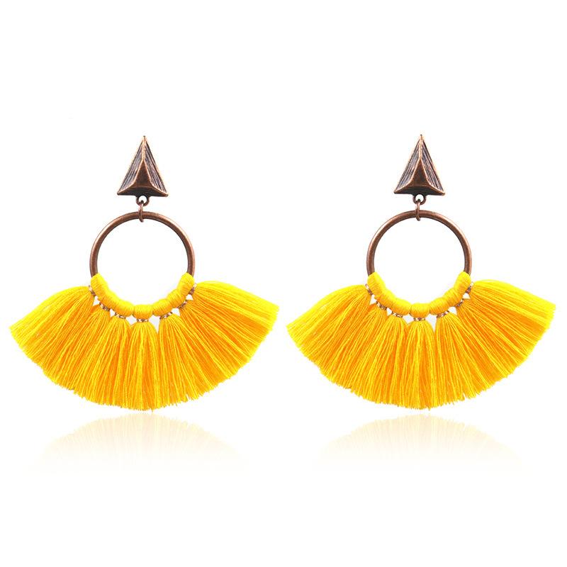 Fan-shaped tassel fashion pop punk exaggerated Earrings Wholesale