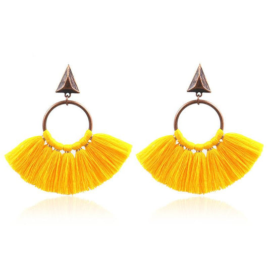Fan-shaped tassel fashion pop punk exaggerated Earrings Wholesale