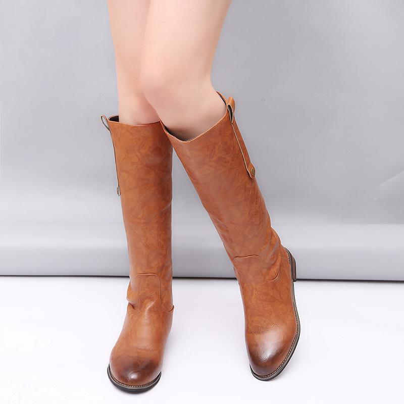 Fashion Round Head Long Boots