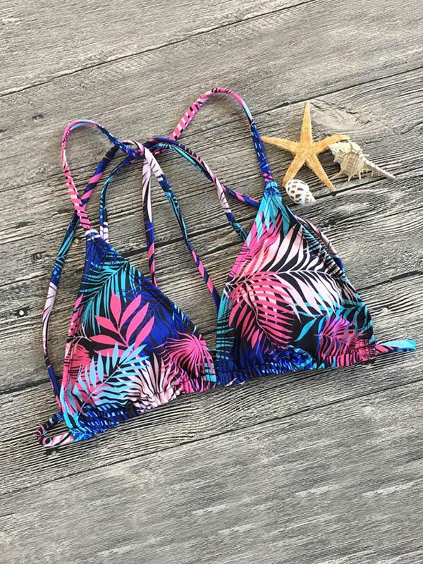 Printed Scrunch Lace Up Bikini Set