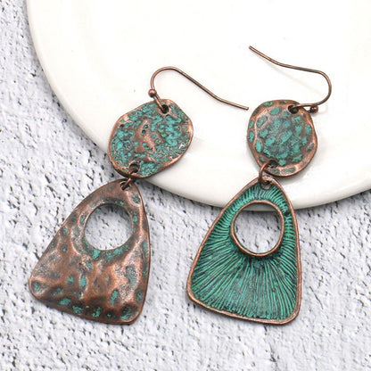 2 Style Fashion retro geometric long vintage alloy earrings