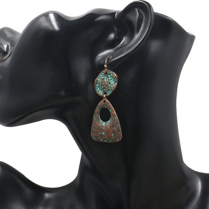 2 Style Fashion retro geometric long vintage alloy earrings