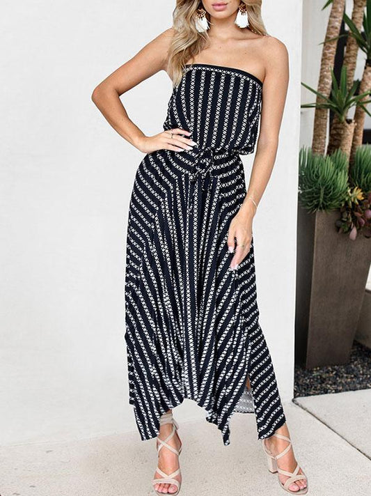 Bohemia Off-the-shoulder Waisted Maxi Dress