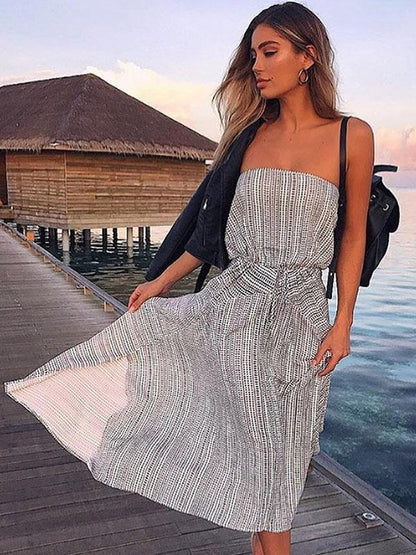 Bohemia Off-the-shoulder Waisted Maxi Dress