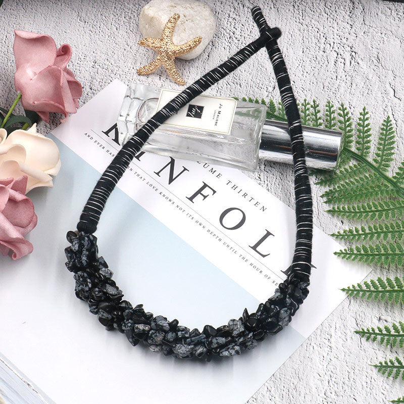 Gravel stone pendant exaggerated chain lock