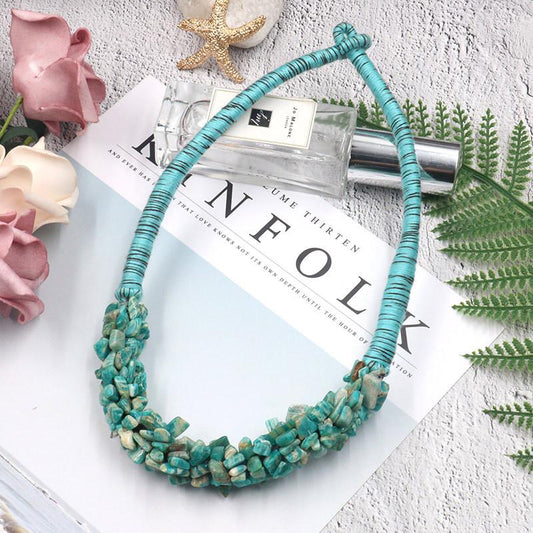 Clavicle chain gravel gemstone pendant exaggerated necklace