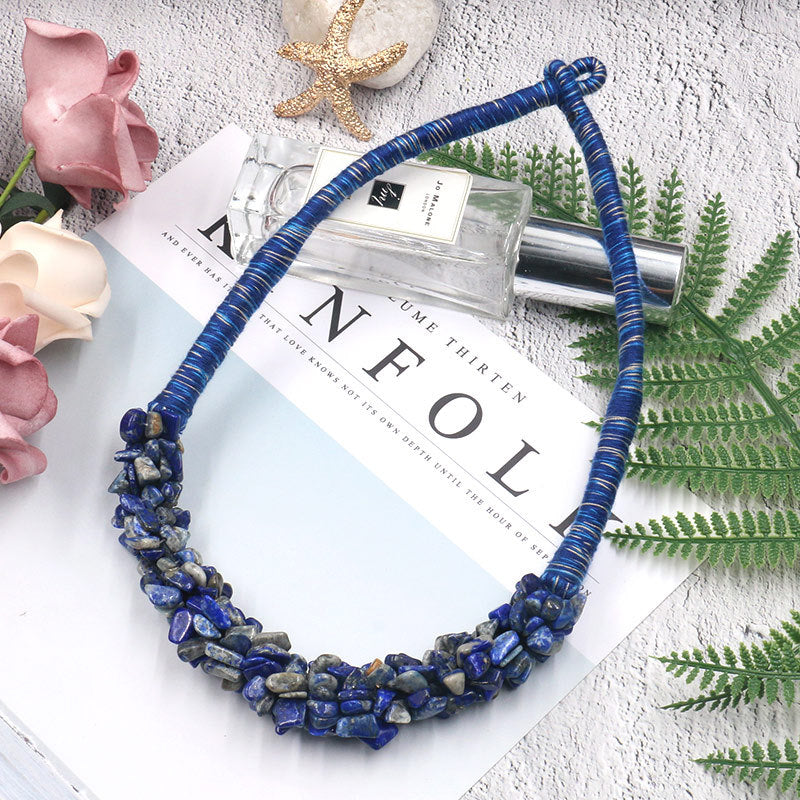 Gravel stone pendant exaggerated chain lock