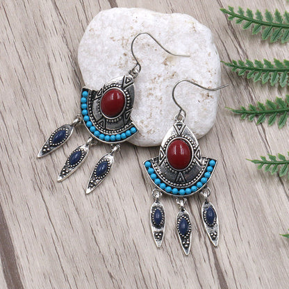 Creative alloy tassel long earrings
