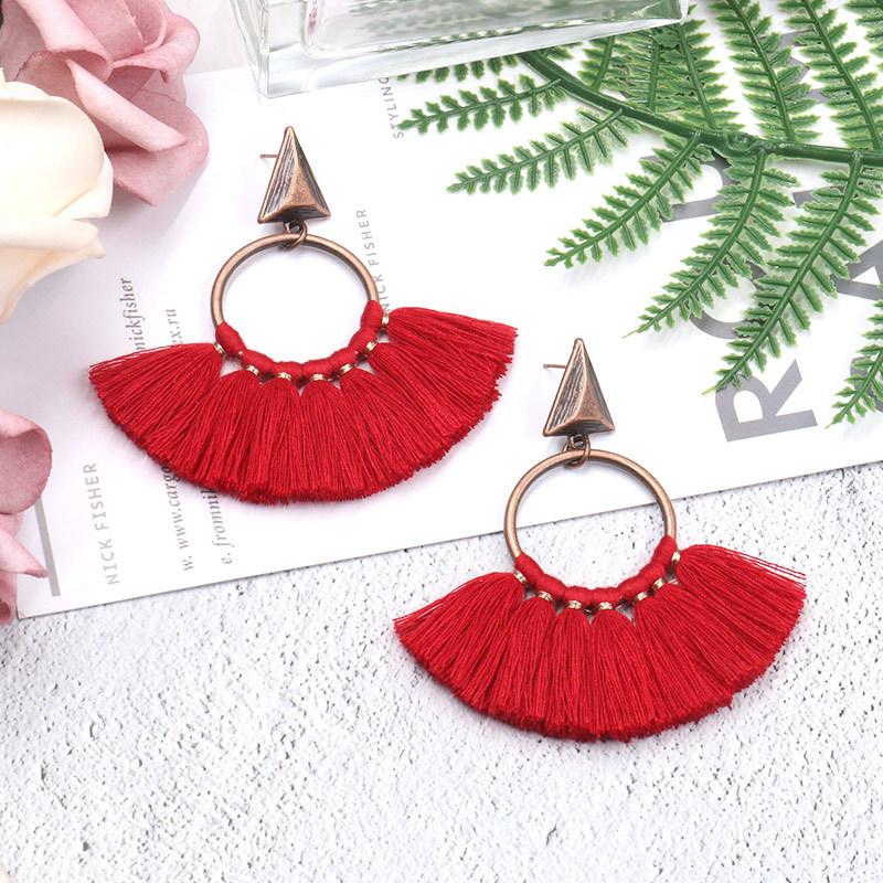 Fan-shaped tassel fashion pop punk exaggerated Earrings Wholesale