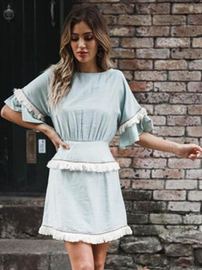 Slim Fit Tasseled Split-joint Mini Dress