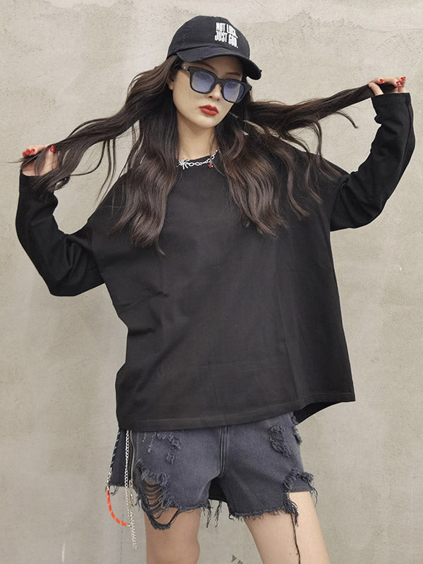 Simple Round-Neck Letter Printed Long Sleeves Sweatshirts