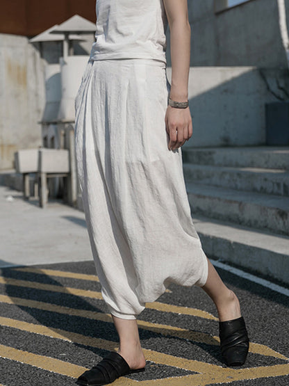 Casual Solid Color Asymmetric Empire Harem Capri-Pants