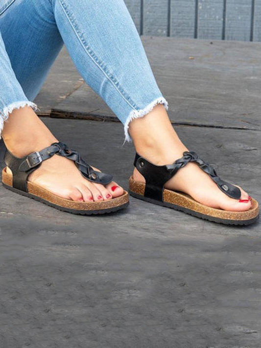 Casual Solid Toe Low-heel Sandal Shoes